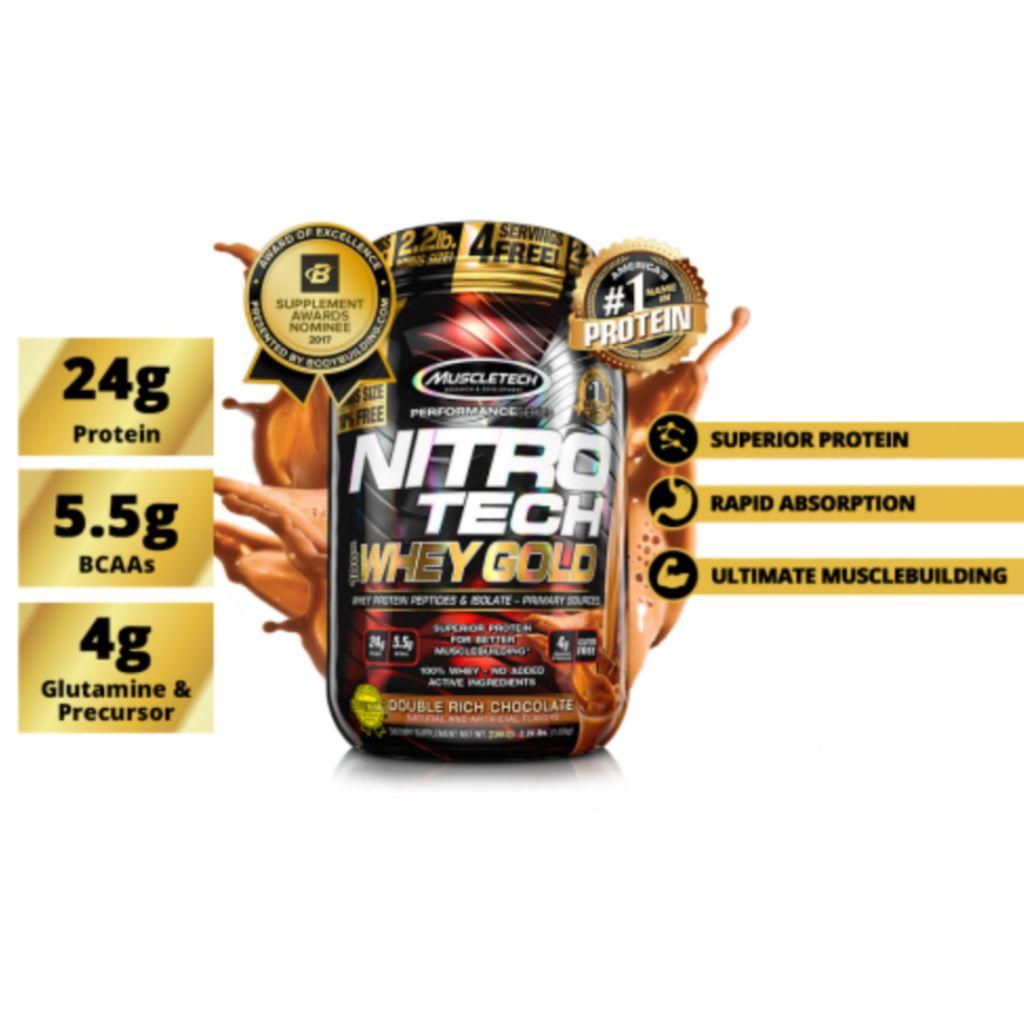 Nitro Tech 100% Whey Gold 2.2Lbs (1 Kg) - 31 Servings